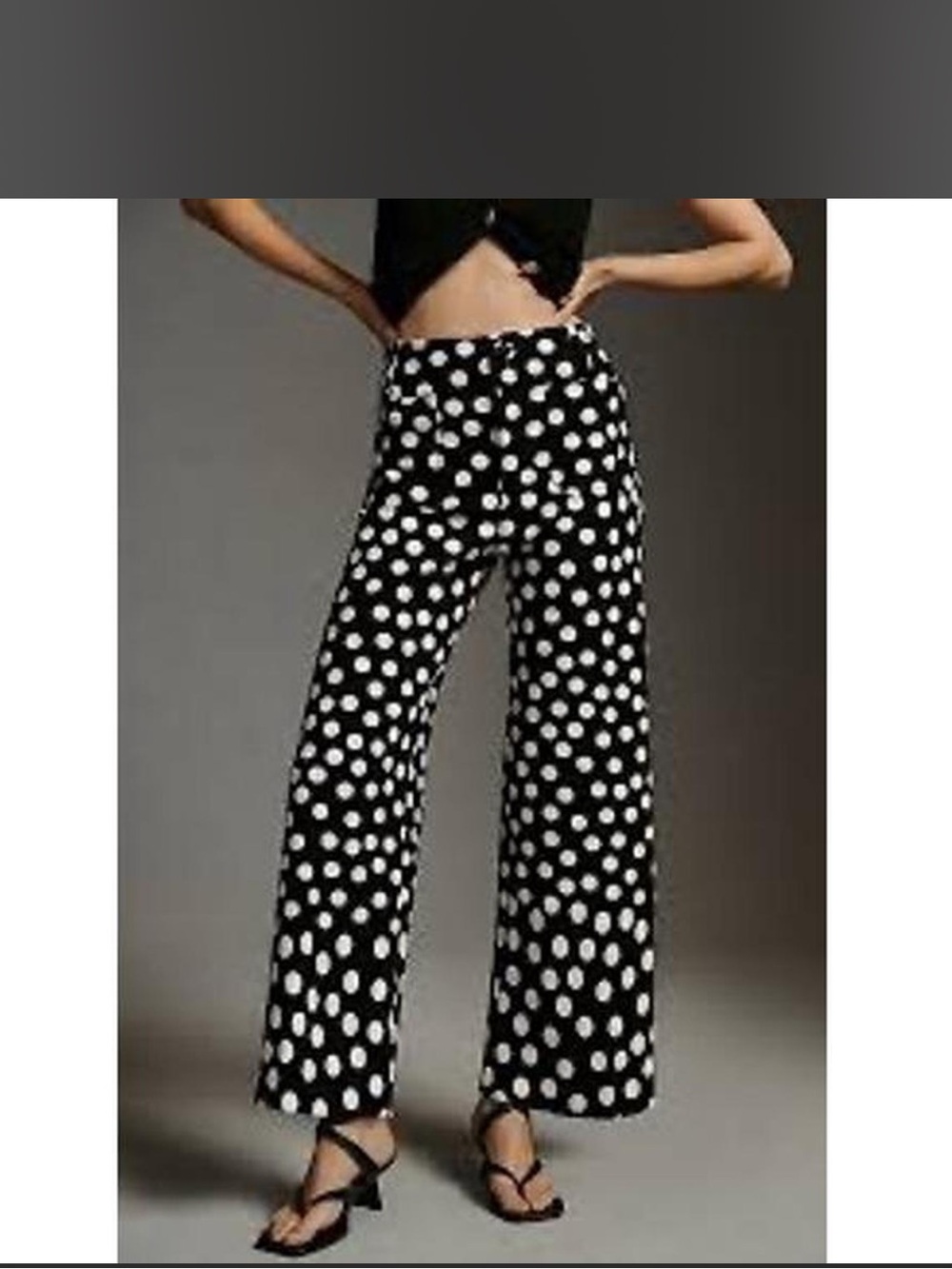 Maeve The Colette Black Wide-Leg Polka Dot Cropped Pants